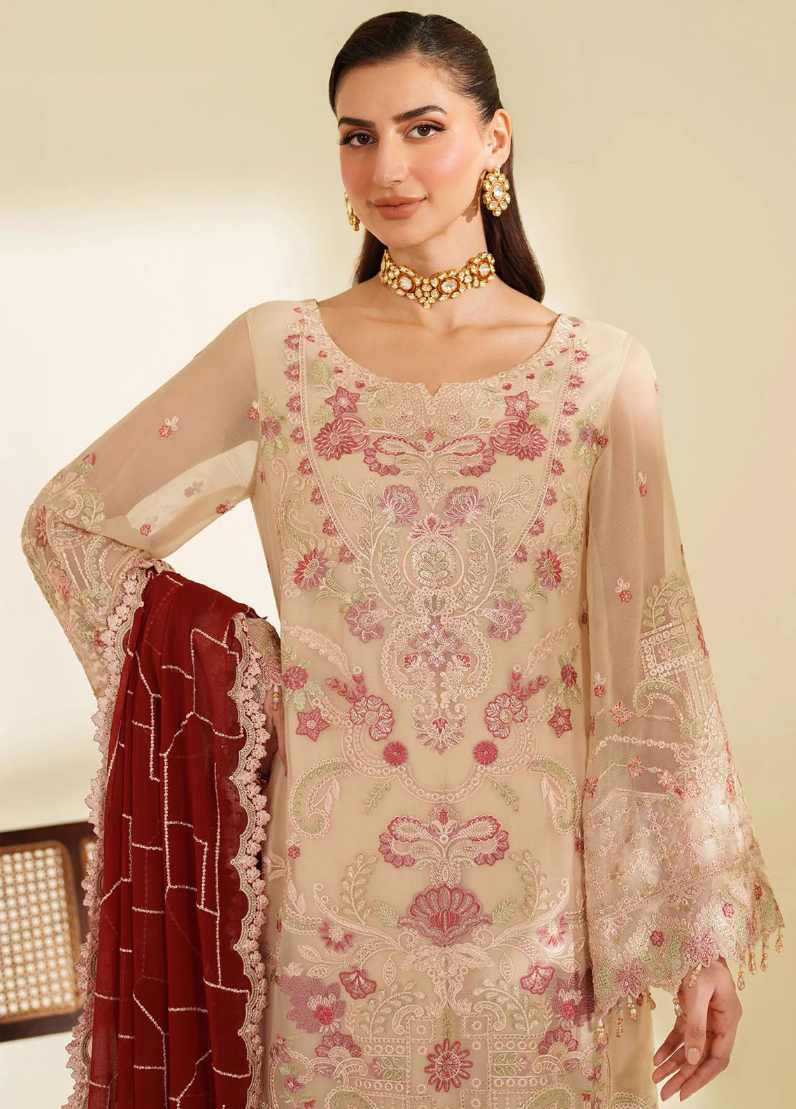 Noore By Imrozia Embroidered Chiffon 3 Piece Unstitched Suit IM25NLF D-M-98 ZYNE Noore By Imrozia Embroidered Chiffon 3 Piece Unstitched Suit IM25NLF D-M-98 ZYNE