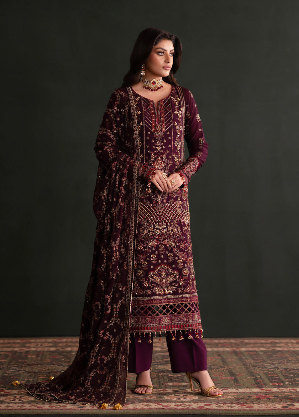 Nooresha By Emaan Adeel Embroidered Chiffon 3 Piece Unstitched Suit EA25N D-JENAN Nooresha By Emaan Adeel Embroidered Chiffon 3 Piece Unstitched Suit EA25N D-JENAN