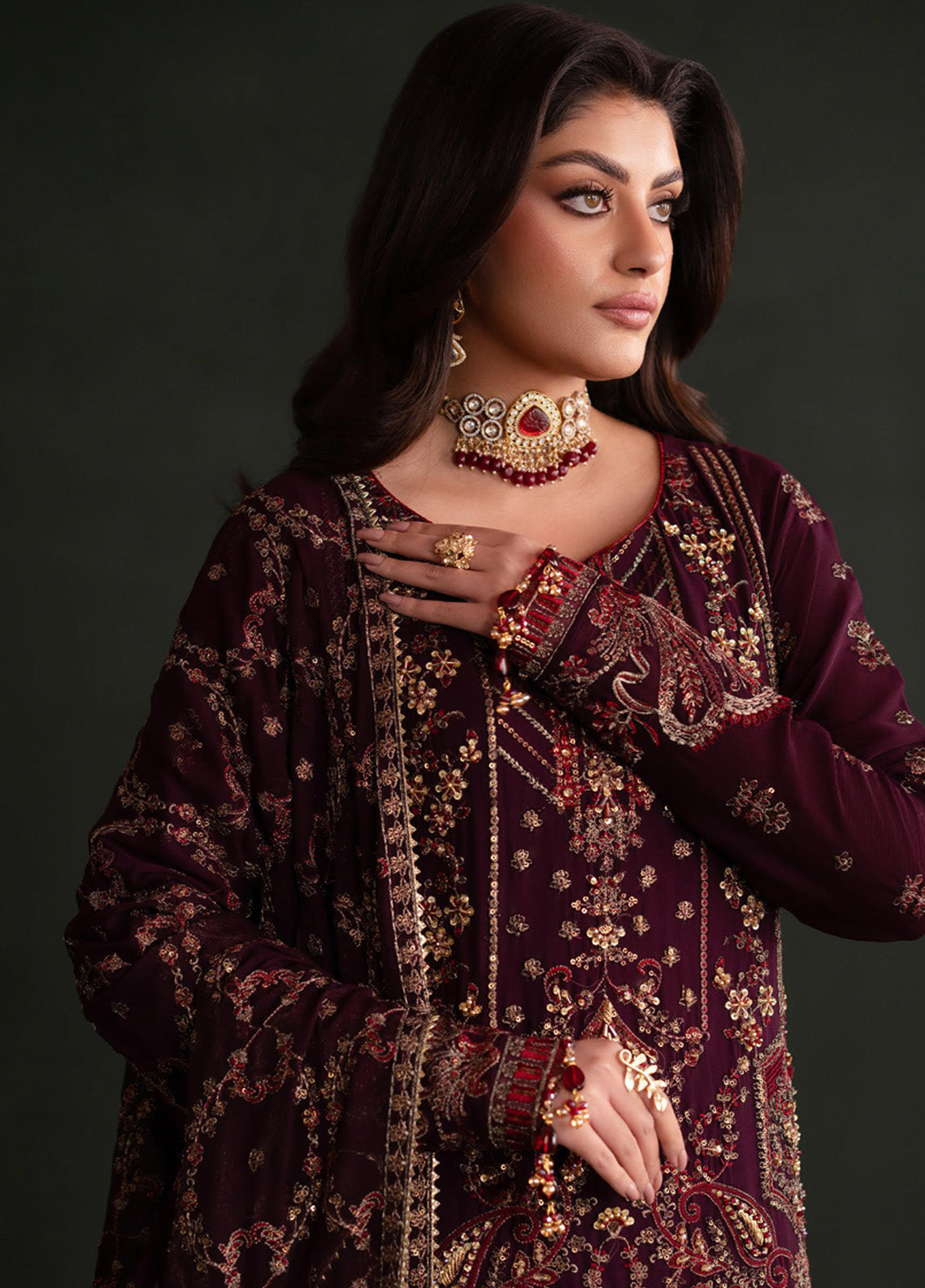 Nooresha By Emaan Adeel Embroidered Chiffon 3 Piece Unstitched Suit EA25N D-JENAN Nooresha By Emaan Adeel Embroidered Chiffon 3 Piece Unstitched Suit EA25N D-JENAN