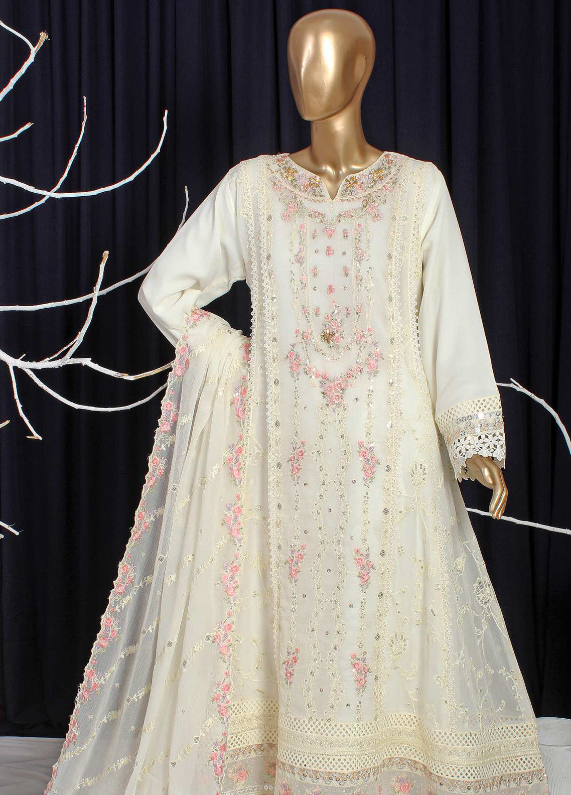 Novah By Romosh Embroidered Chiffon 3 Piece Stitched Suit RNPC25NT D-216 (WT) Novah By Romosh Embroidered Chiffon 3 Piece Stitched Suit RNPC25NT D-216 (WT)