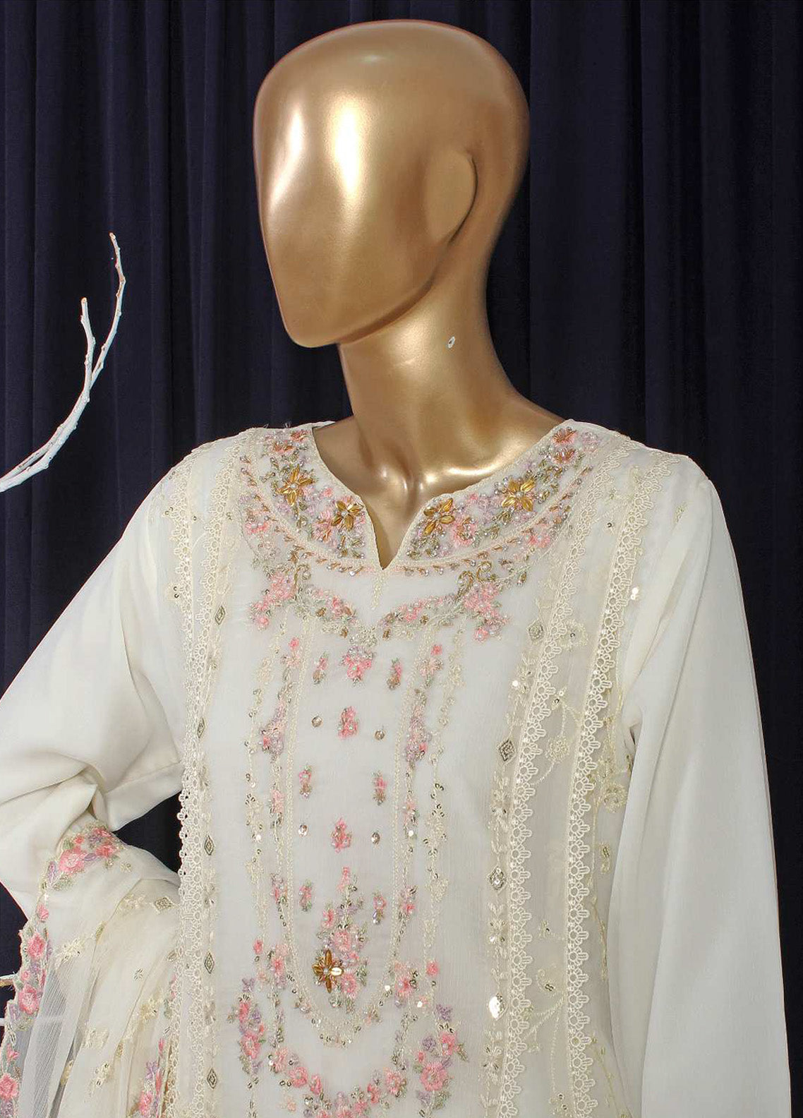 Novah By Romosh Embroidered Chiffon 3 Piece Stitched Suit RNPC25NT D-216 (WT) Novah By Romosh Embroidered Chiffon 3 Piece Stitched Suit RNPC25NT D-216 (WT)