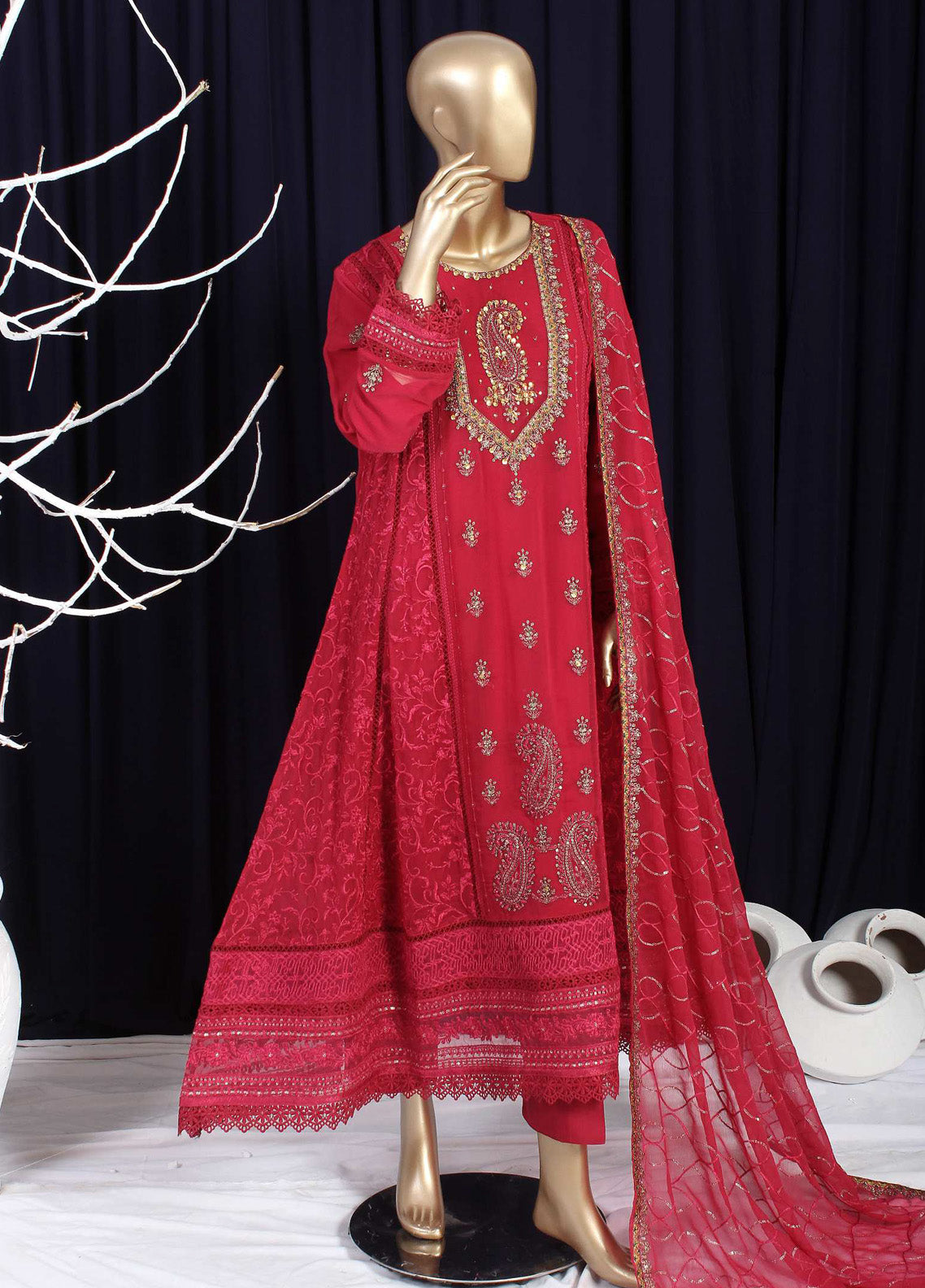 Novah By Romosh Embroidered Chiffon 3 Piece Stitched Suit RNPC25NT D-217 (RD) Novah By Romosh Embroidered Chiffon 3 Piece Stitched Suit RNPC25NT D-217 (RD)