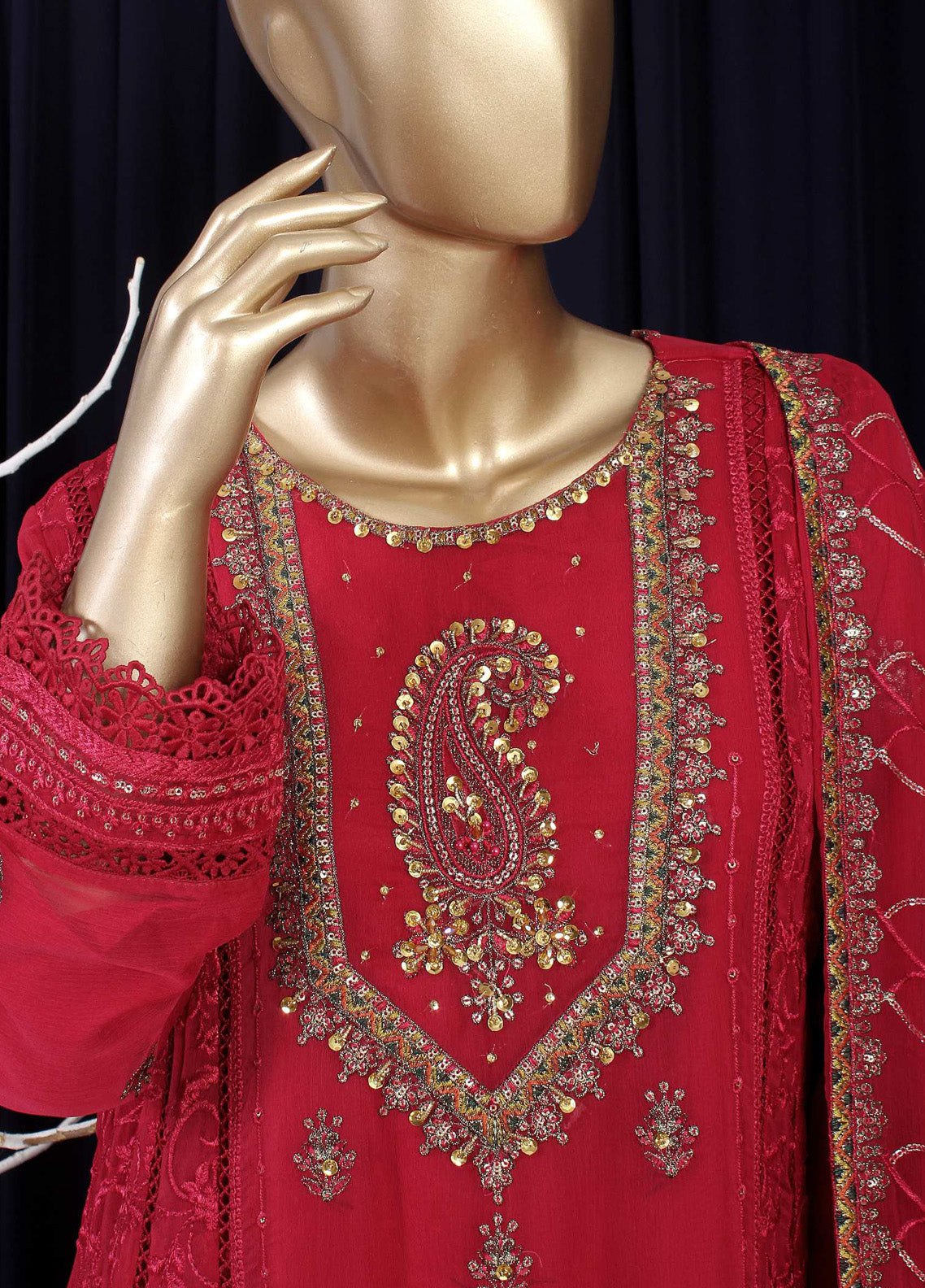 Novah By Romosh Embroidered Chiffon 3 Piece Stitched Suit RNPC25NT D-217 (RD) Novah By Romosh Embroidered Chiffon 3 Piece Stitched Suit RNPC25NT D-217 (RD)