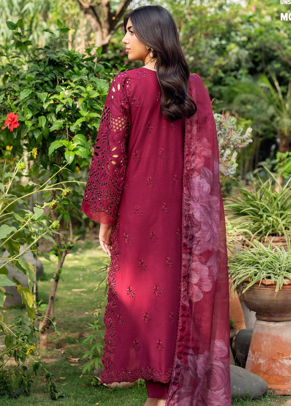 Nura By Zarif Embroidered Textured Lawn 3 Piece Unstitched Suit ZF25NTL D-01 MORICH Nura By Zarif Embroidered Textured Lawn 3 Piece Unstitched Suit ZF25NTL D-01 MORICH