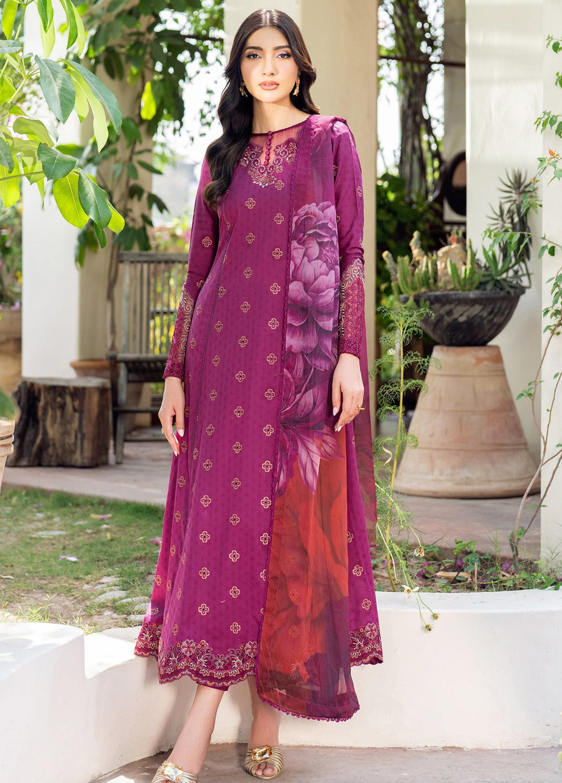 Nura By Zarif Embroidered Textured Lawn 3 Piece Unstitched Suit ZF25NTL D-08 MEHMAL Nura By Zarif Embroidered Textured Lawn 3 Piece Unstitched Suit ZF25NTL D-08 MEHMAL