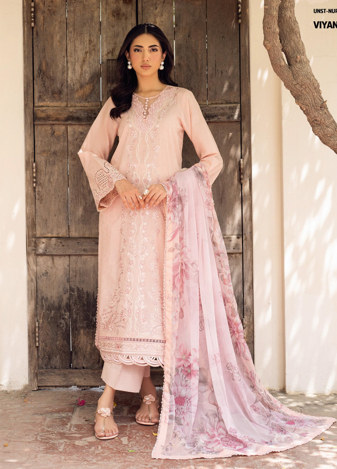 Nura By Zarif Embroidered Textured Lawn 3 Piece Unstitched Suit ZF25NTL D-09 VIYANA Nura By Zarif Embroidered Textured Lawn 3 Piece Unstitched Suit ZF25NTL D-09 VIYANA