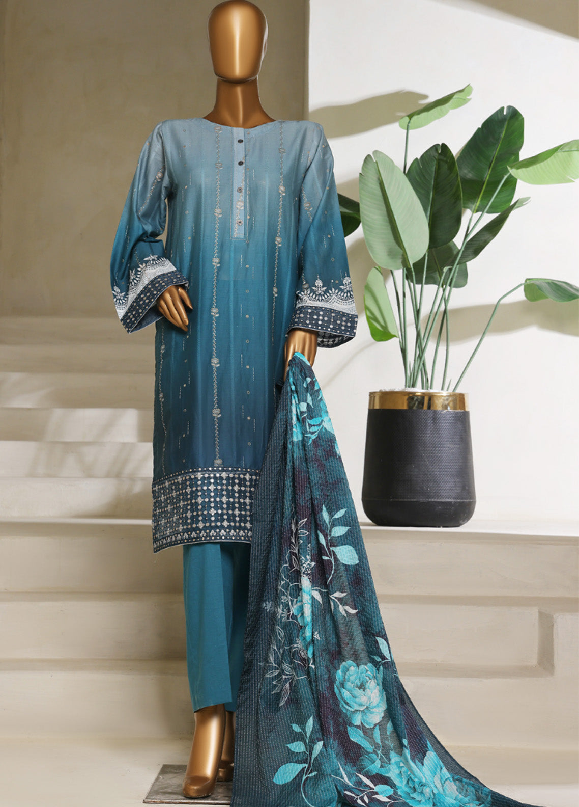 Ombre By HZ Textile Embroidered Jacquard 3 Piece Stitched Suit HZ25ODJ PSJ-030 Ombre By HZ Textile Embroidered Jacquard 3 Piece Stitched Suit HZ25ODJ PSJ-030