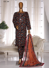 Organic Co-Ords By HZ Textile Printed Lawn 3 Piece Unstitched Suit HZ25O OC-09