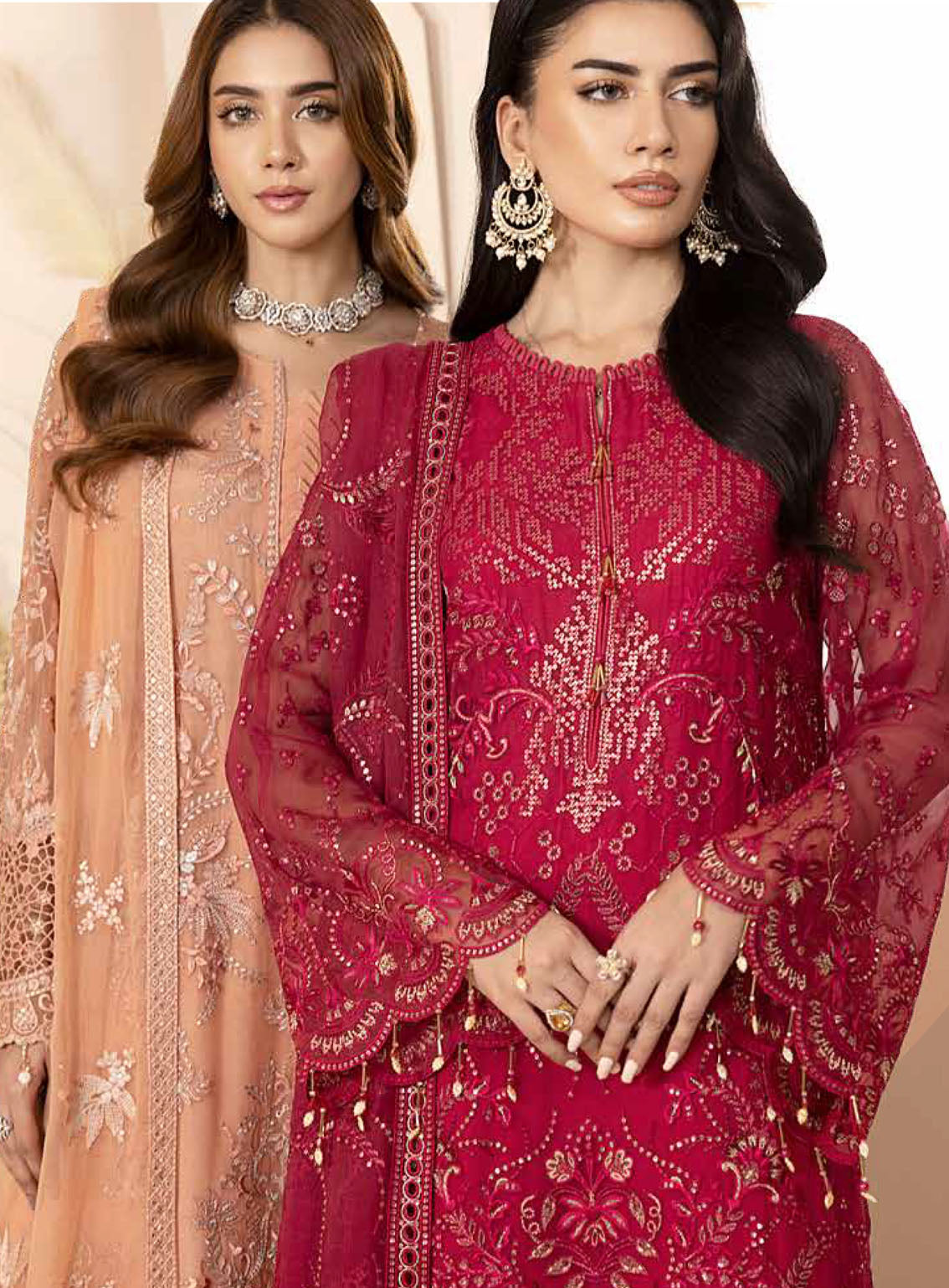 Pareesa By Lavish Premium Embroidered Chiffon 3 Piece Unstitched Suit LP24P D-01 CRIMSON Pareesa By Lavish Premium Embroidered Chiffon 3 Piece Unstitched Suit LP24P D-01 CRIMSON