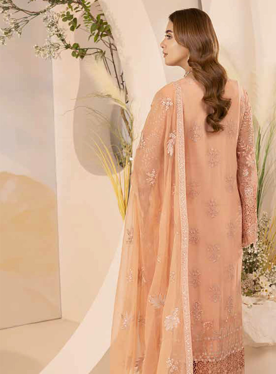 Pareesa By Lavish Premium Embroidered Chiffon 3 Piece Unstitched Suit LP24P D-02 PASTEL PEACH Pareesa By Lavish Premium Embroidered Chiffon 3 Piece Unstitched Suit LP24P D-02 PASTEL PEACH