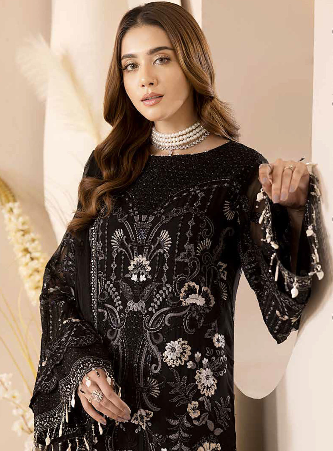 Pareesa By Lavish Premium Embroidered Chiffon 3 Piece Unstitched Suit LP24P D-03 RAVEN Pareesa By Lavish Premium Embroidered Chiffon 3 Piece Unstitched Suit LP24P D-03 RAVEN