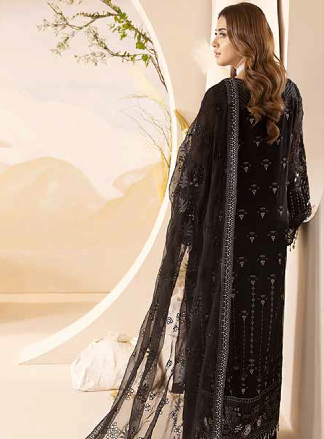 Pareesa By Lavish Premium Embroidered Chiffon 3 Piece Unstitched Suit LP24P D-03 RAVEN Pareesa By Lavish Premium Embroidered Chiffon 3 Piece Unstitched Suit LP24P D-03 RAVEN