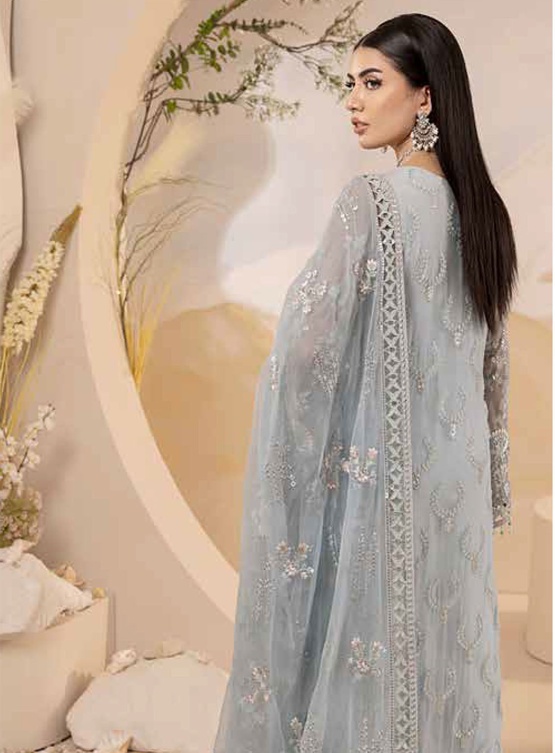 Pareesa By Lavish Premium Embroidered Chiffon 3 Piece Unstitched Suit LP24P D-04 PEARL RIVER Pareesa By Lavish Premium Embroidered Chiffon 3 Piece Unstitched Suit LP24P D-04 PEARL RIVER