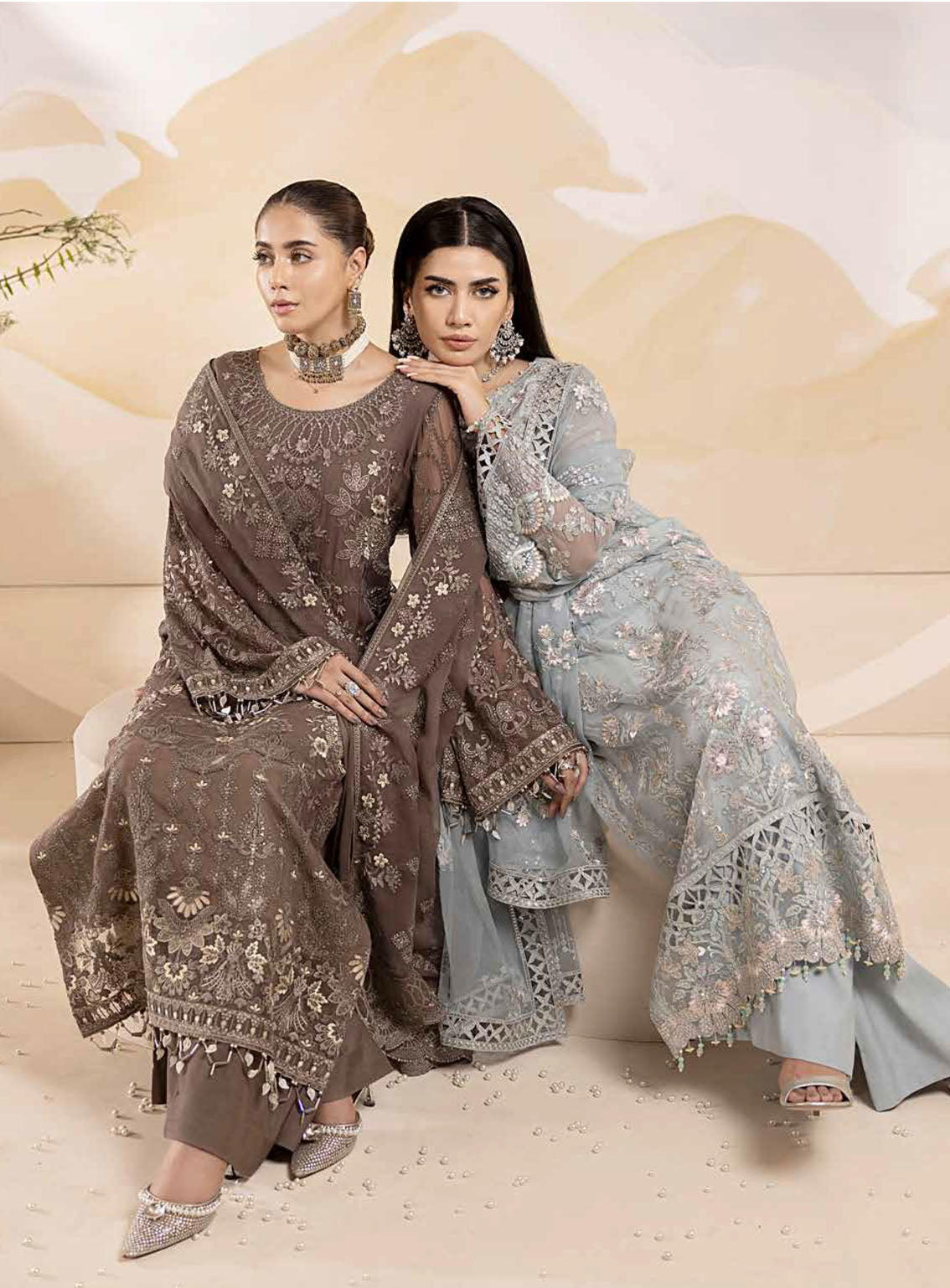 Pareesa By Lavish Premium Embroidered Chiffon 3 Piece Unstitched Suit LP24P D-04 PEARL RIVER Pareesa By Lavish Premium Embroidered Chiffon 3 Piece Unstitched Suit LP24P D-04 PEARL RIVER