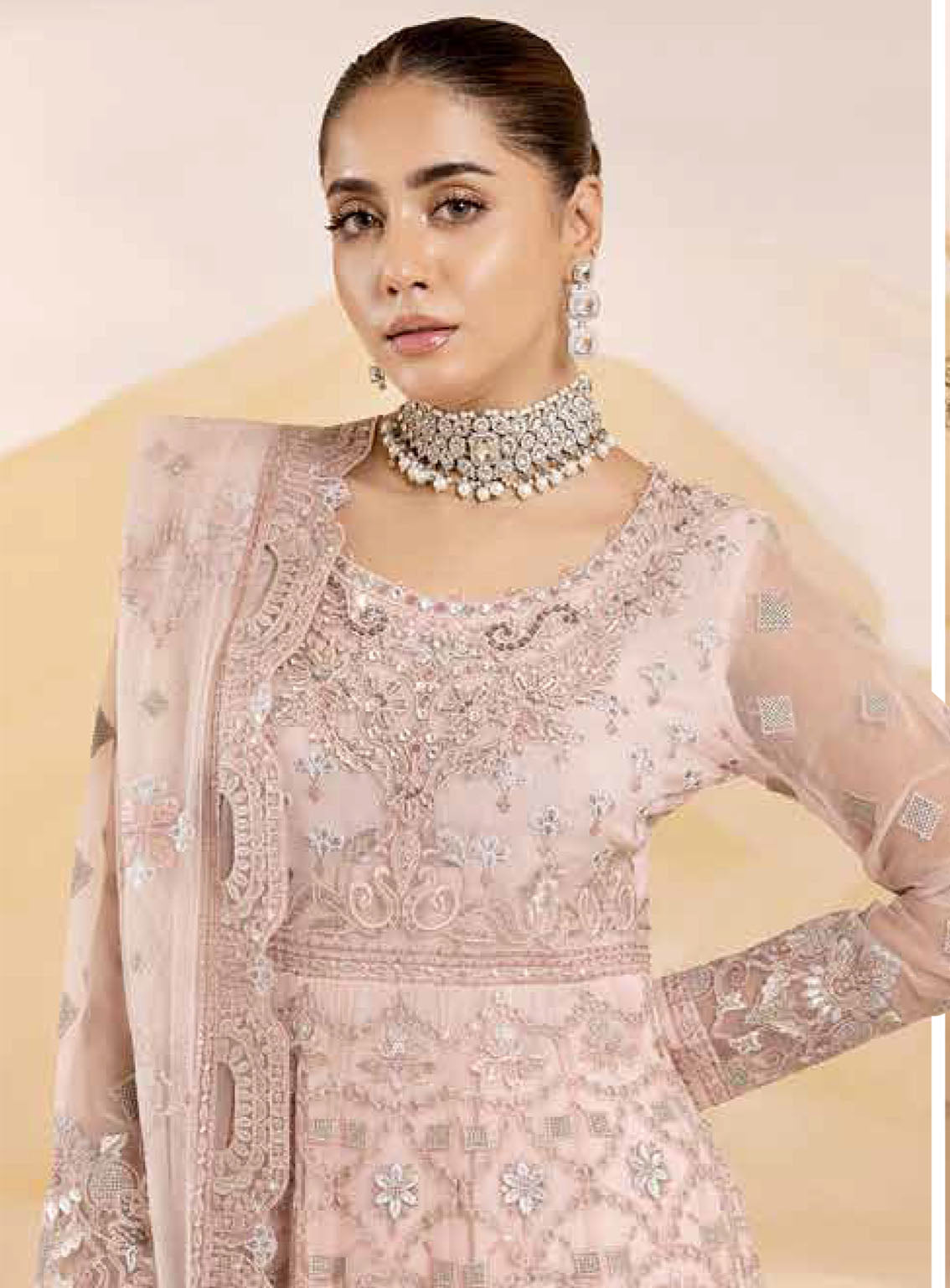 Pareesa By Lavish Premium Embroidered Chiffon 3 Piece Unstitched Suit LP24P D-06 FLAMINGO Pareesa By Lavish Premium Embroidered Chiffon 3 Piece Unstitched Suit LP24P D-06 FLAMINGO