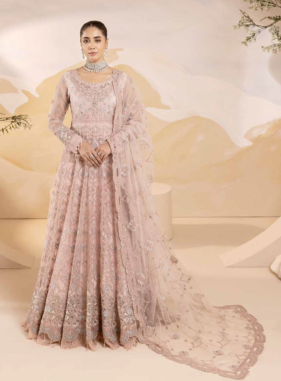 Pareesa By Lavish Premium Embroidered Chiffon 3 Piece Unstitched Suit LP24P D-06 FLAMINGO Pareesa By Lavish Premium Embroidered Chiffon 3 Piece Unstitched Suit LP24P D-06 FLAMINGO