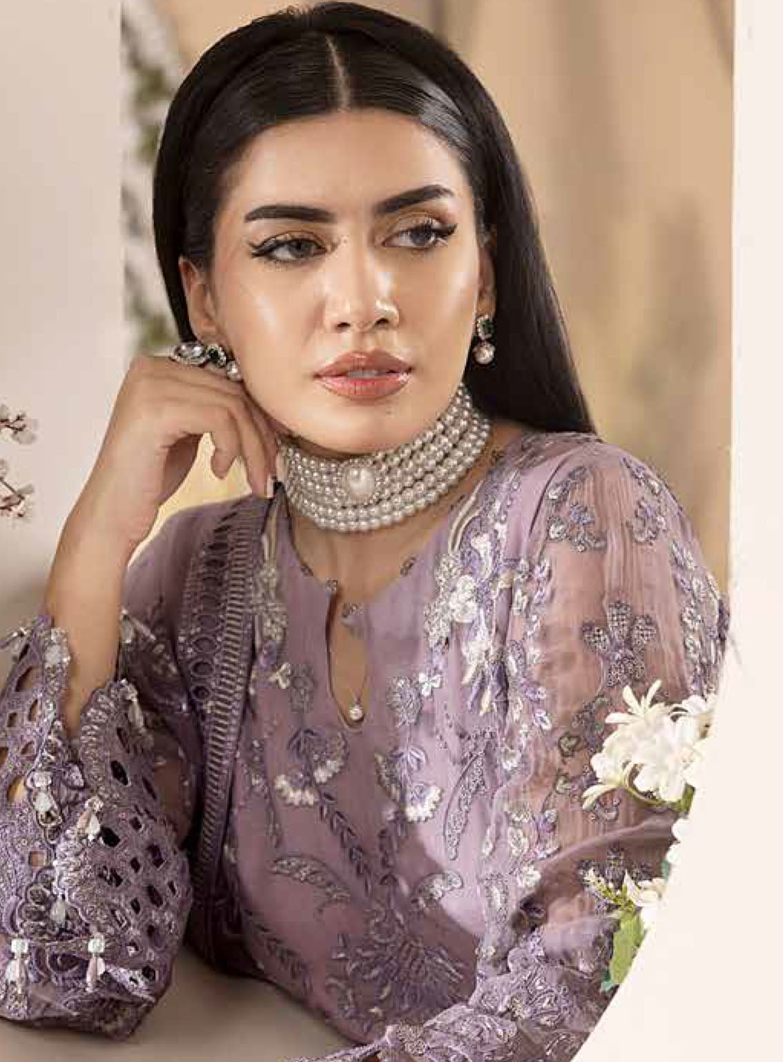 Pareesa By Lavish Premium Embroidered Chiffon 3 Piece Unstitched Suit LP24P D-07 MAUVE Pareesa By Lavish Premium Embroidered Chiffon 3 Piece Unstitched Suit LP24P D-07 MAUVE
