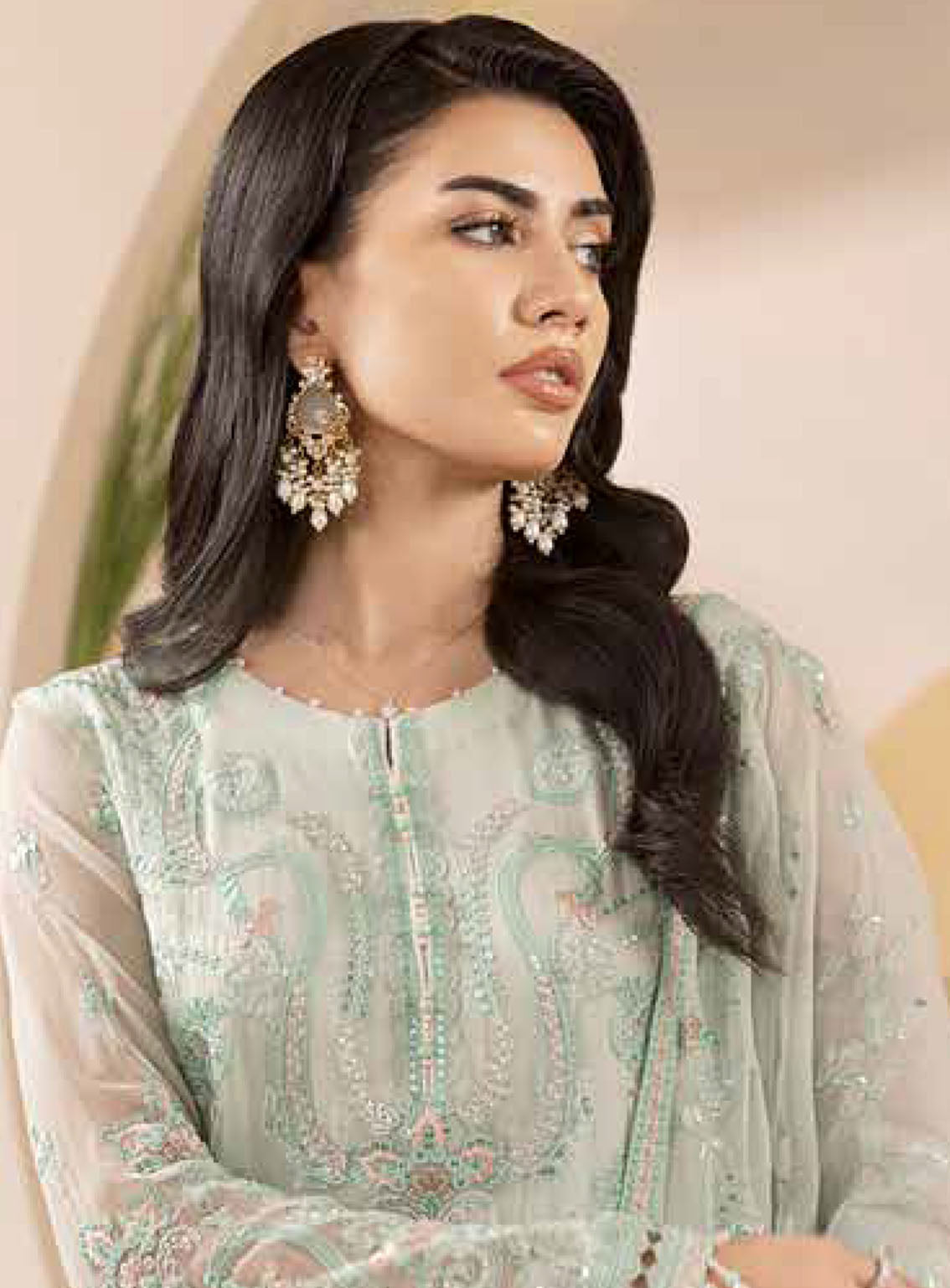 Pareesa By Lavish Premium Embroidered Chiffon 3 Piece Unstitched Suit LP24P D-08 PISTA Pareesa By Lavish Premium Embroidered Chiffon 3 Piece Unstitched Suit LP24P D-08 PISTA