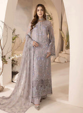 Pareesa By Lavish Premium Embroidered Chiffon 3 Piece Unstitched Suit LP24P D-09 PALE LAVENDAR