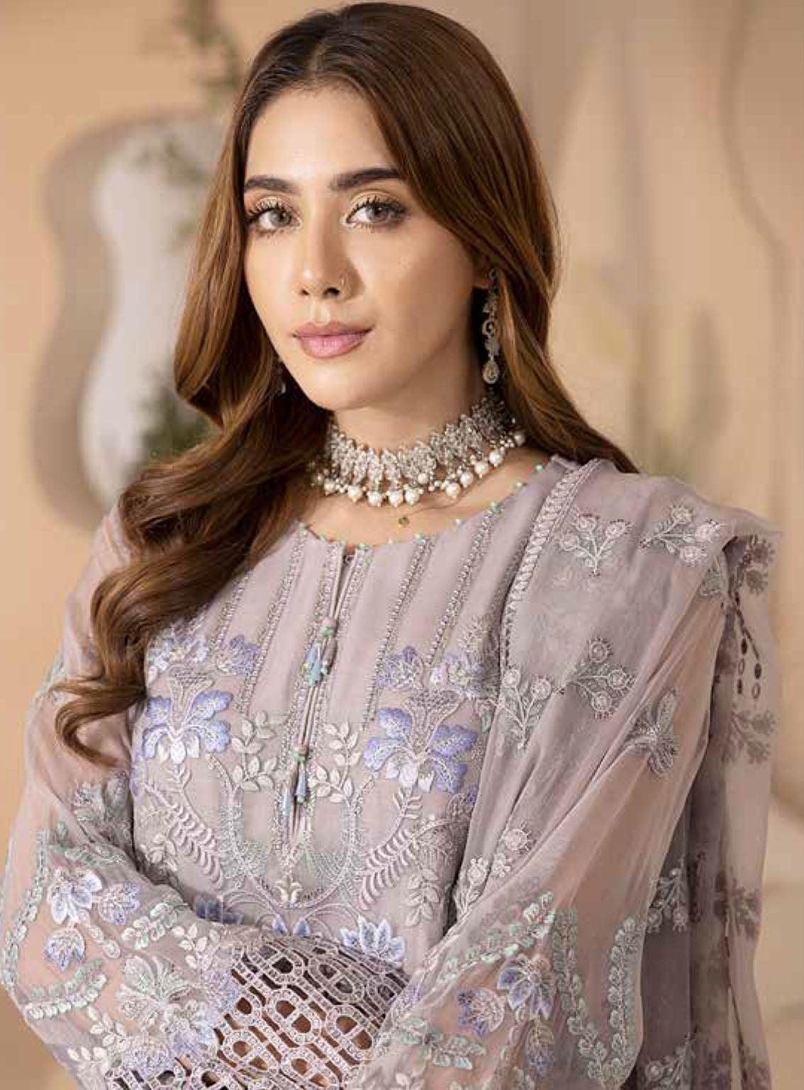 Pareesa By Lavish Premium Embroidered Chiffon 3 Piece Unstitched Suit LP24P D-09 PALE LAVENDAR Pareesa By Lavish Premium Embroidered Chiffon 3 Piece Unstitched Suit LP24P D-09 PALE LAVENDAR