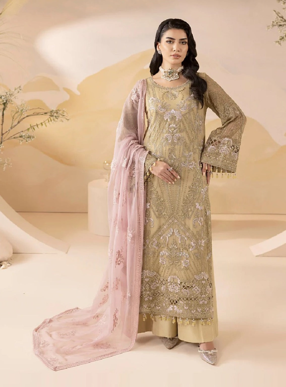 Pareesa By Lavish Premium Embroidered Chiffon 3 Piece Unstitched Suit LP24P D-10 MEDALLION Pareesa By Lavish Premium Embroidered Chiffon 3 Piece Unstitched Suit LP24P D-10 MEDALLION