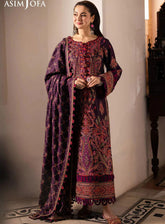 Pashmina By Asim Jofa Embroidered Self Twill 3 Piece Unstitched Suit AJ24PW AJKI-02