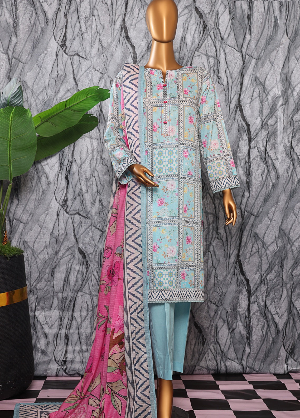 Platinum By HZ Textiles Digital Printed Lawn 3 Piece Unstitched Suit HZ25DPLV3 PPC-608 Platinum By HZ Textiles Digital Printed Lawn 3 Piece Unstitched Suit HZ25DPLV3 PPC-608