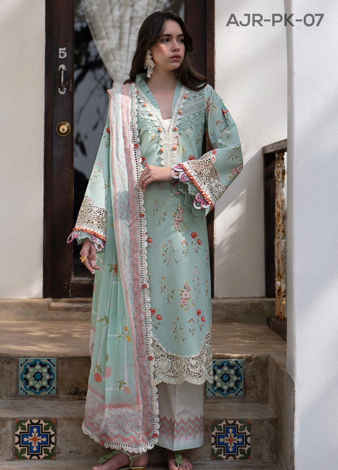 Printkari By AJR Couture Embroidered Lawn 3 Piece Unstitched Suit AJR25PL AJR-07-AQUA Printkari By AJR Couture Embroidered Lawn 3 Piece Unstitched Suit AJR25PL AJR-07-AQUA