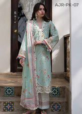 Printkari By AJR Couture Embroidered Lawn 3 Piece Unstitched Suit AJR25PL AJR-07-AQUA