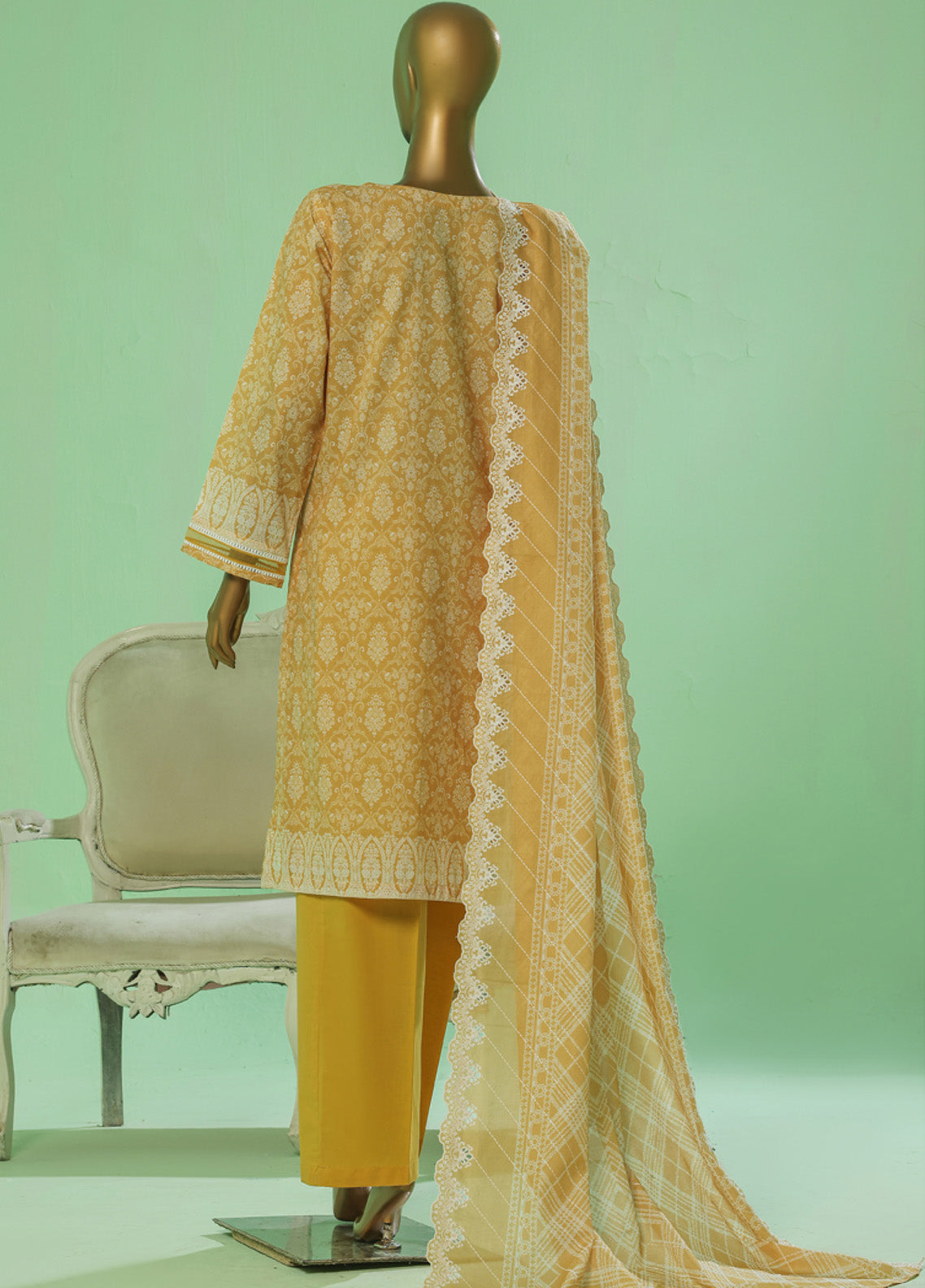 Printkari By HZ Textile Embroidered Lawn 3 Piece Stitched Suit HZ25PV3 PEC-056 GOLD MUSTARD Printkari By HZ Textile Embroidered Lawn 3 Piece Stitched Suit HZ25PV3 PEC-056 GOLD MUSTARD