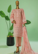 Printkari By HZ Textile Embroidered Lawn 3 Piece Stitched Suit HZ25PV3 PEC-057 PASTEL PINK
