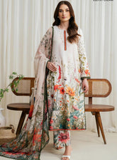 Prints By Zarif Printed Georgette Silk 3 Piece Unstitched Suit ZF24P ZGS-01 CREAM