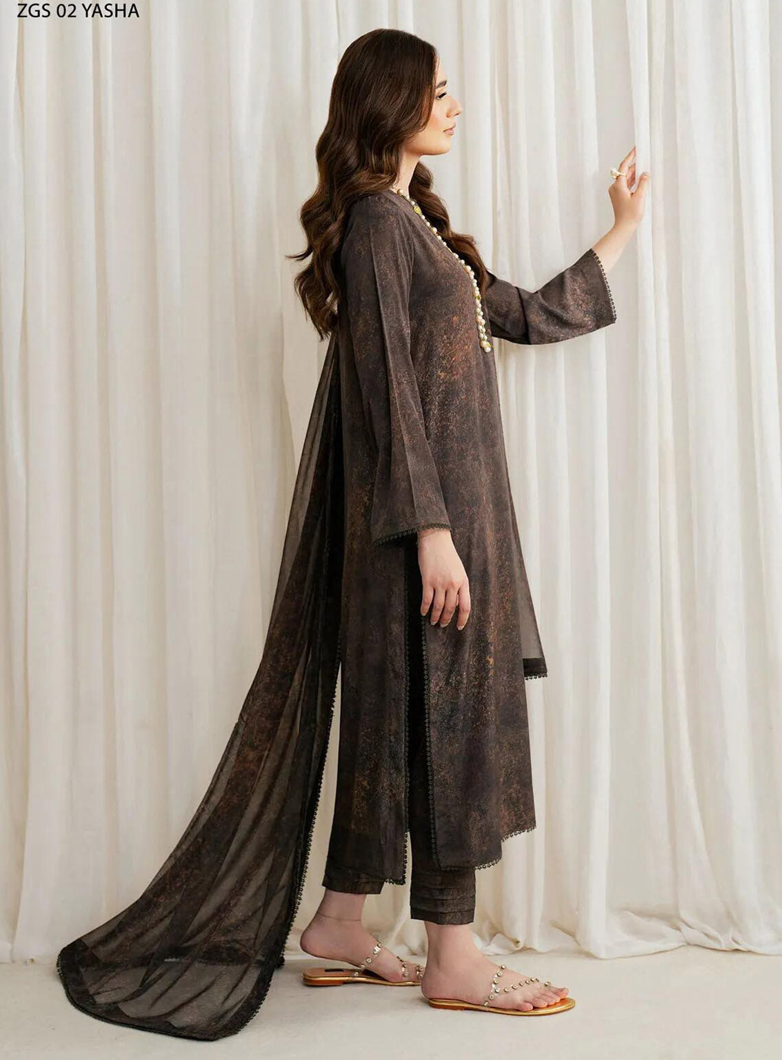 Prints By Zarif Printed Georgette Silk 3 Piece Unstitched Suit ZF24P ZGS-02 YASHA Prints By Zarif Printed Georgette Silk 3 Piece Unstitched Suit ZF24P ZGS-02 YASHA