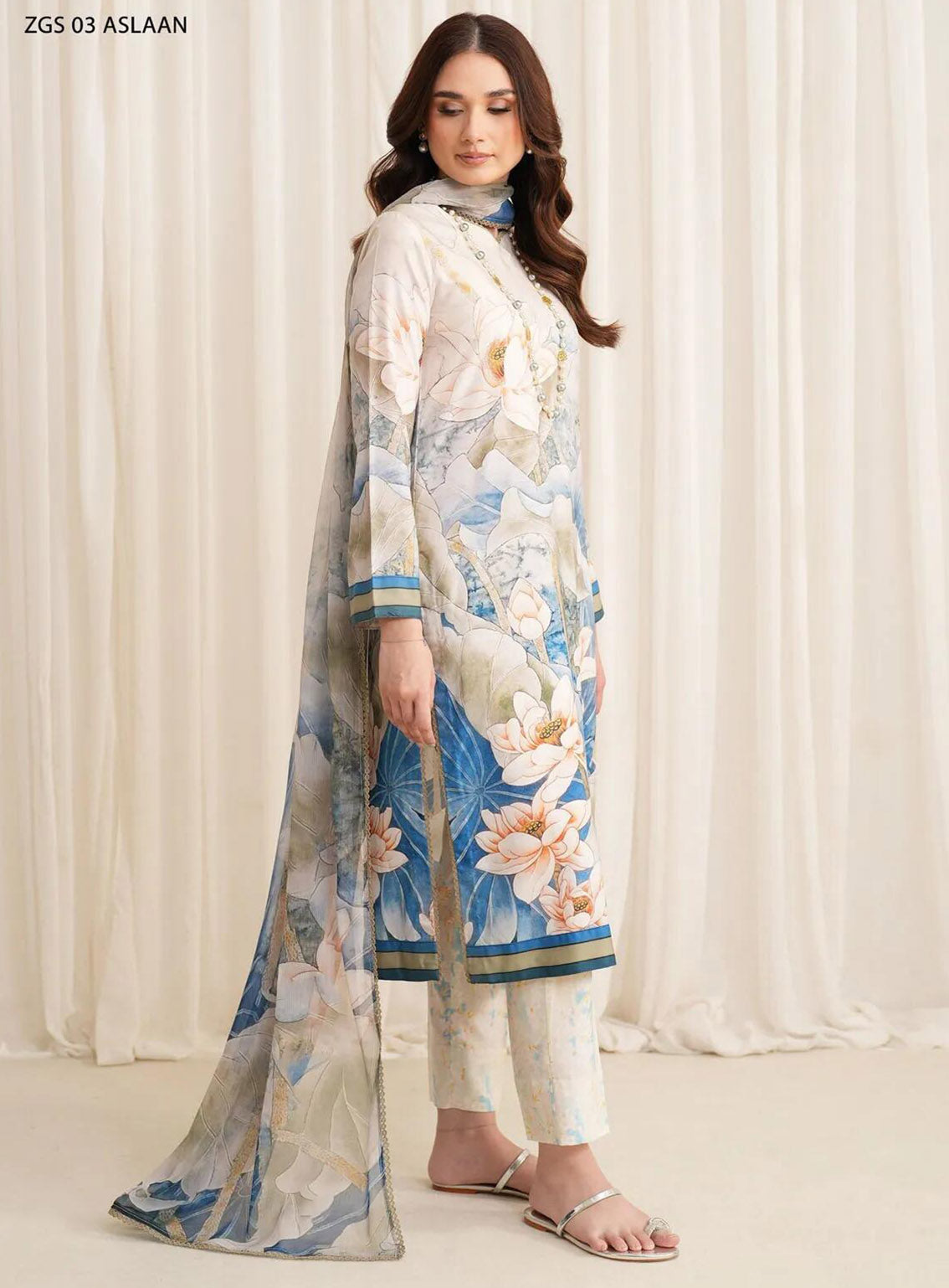 Prints By Zarif Printed Georgette Silk 3 Piece Unstitched Suit ZF24P ZGS-03 ASLAAN Prints By Zarif Printed Georgette Silk 3 Piece Unstitched Suit ZF24P ZGS-03 ASLAAN