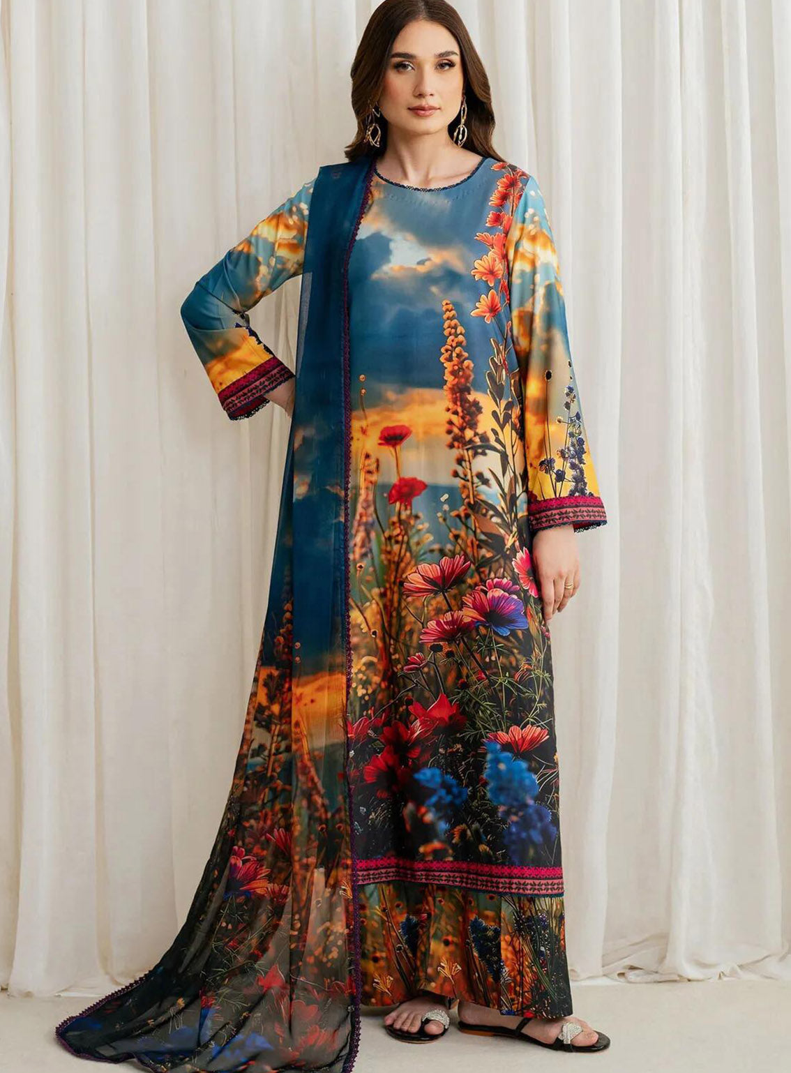 Prints By Zarif Printed Georgette Silk 3 Piece Unstitched Suit ZF24P ZGS-04 OCEAN Prints By Zarif Printed Georgette Silk 3 Piece Unstitched Suit ZF24P ZGS-04 OCEAN