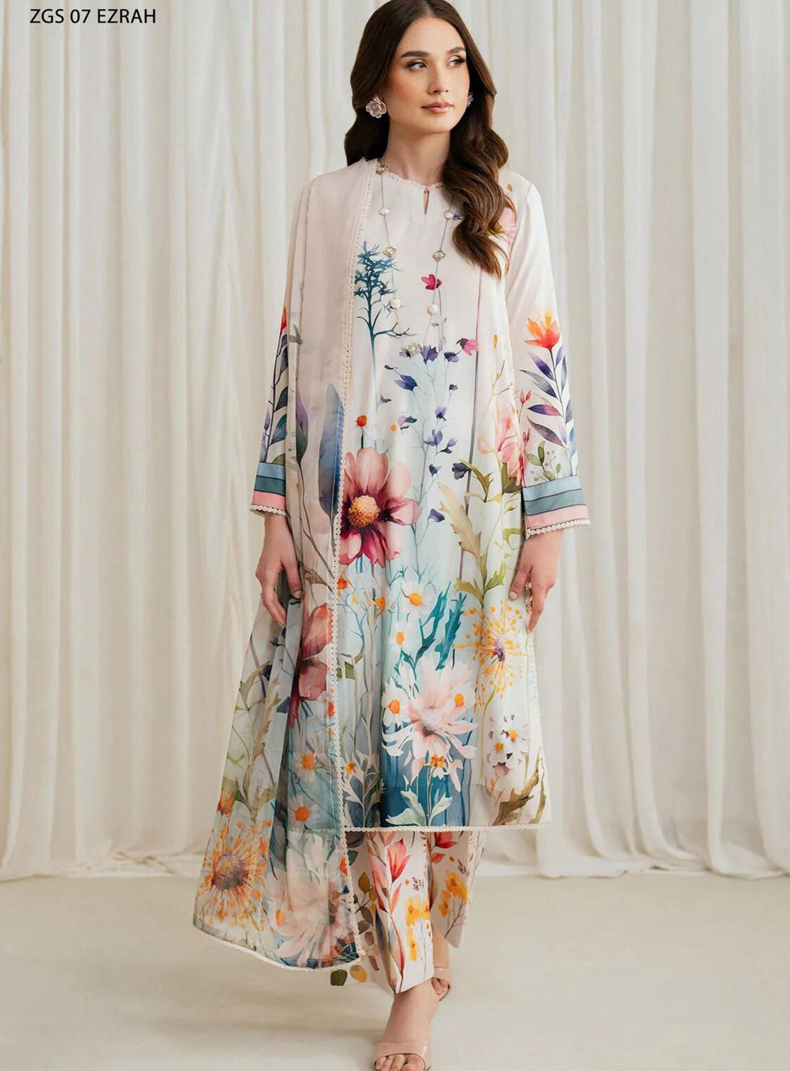 Prints By Zarif Printed Georgette Silk 3 Piece Unstitched Suit ZF24P ZGS-07 EZRAH Prints By Zarif Printed Georgette Silk 3 Piece Unstitched Suit ZF24P ZGS-07 EZRAH