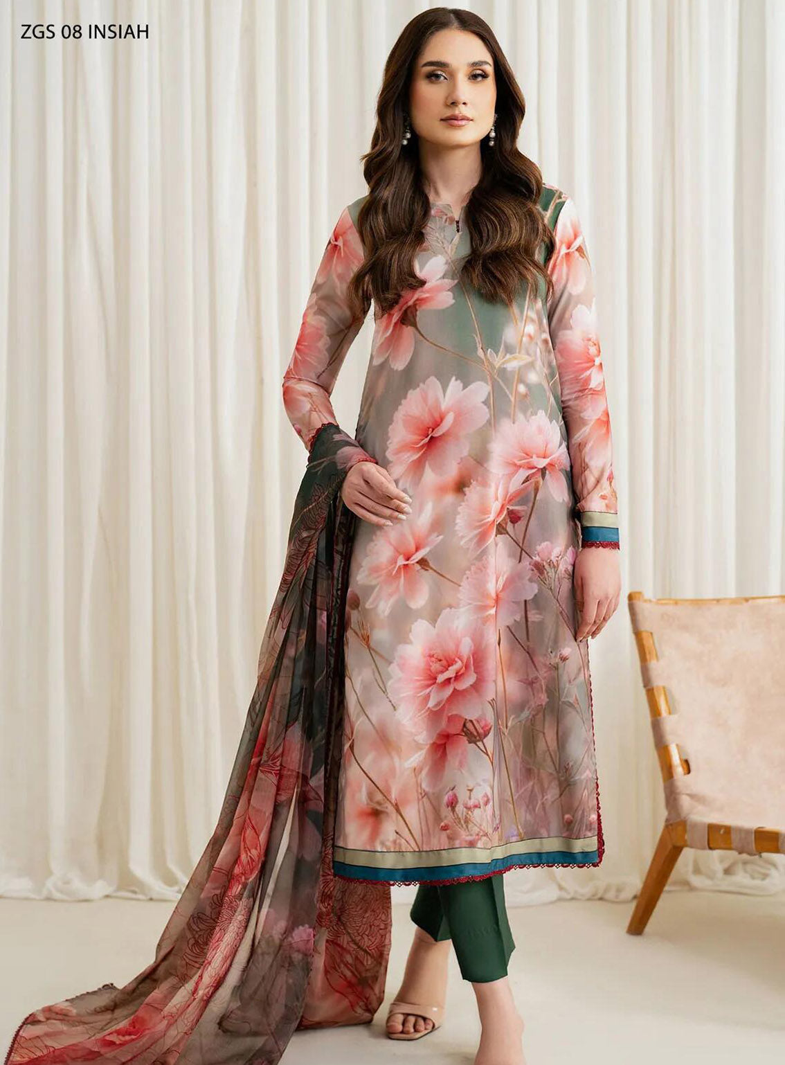 Prints By Zarif Printed Georgette Silk 3 Piece Unstitched Suit ZF24P ZGS-08 INSIAH Prints By Zarif Printed Georgette Silk 3 Piece Unstitched Suit ZF24P ZGS-08 INSIAH