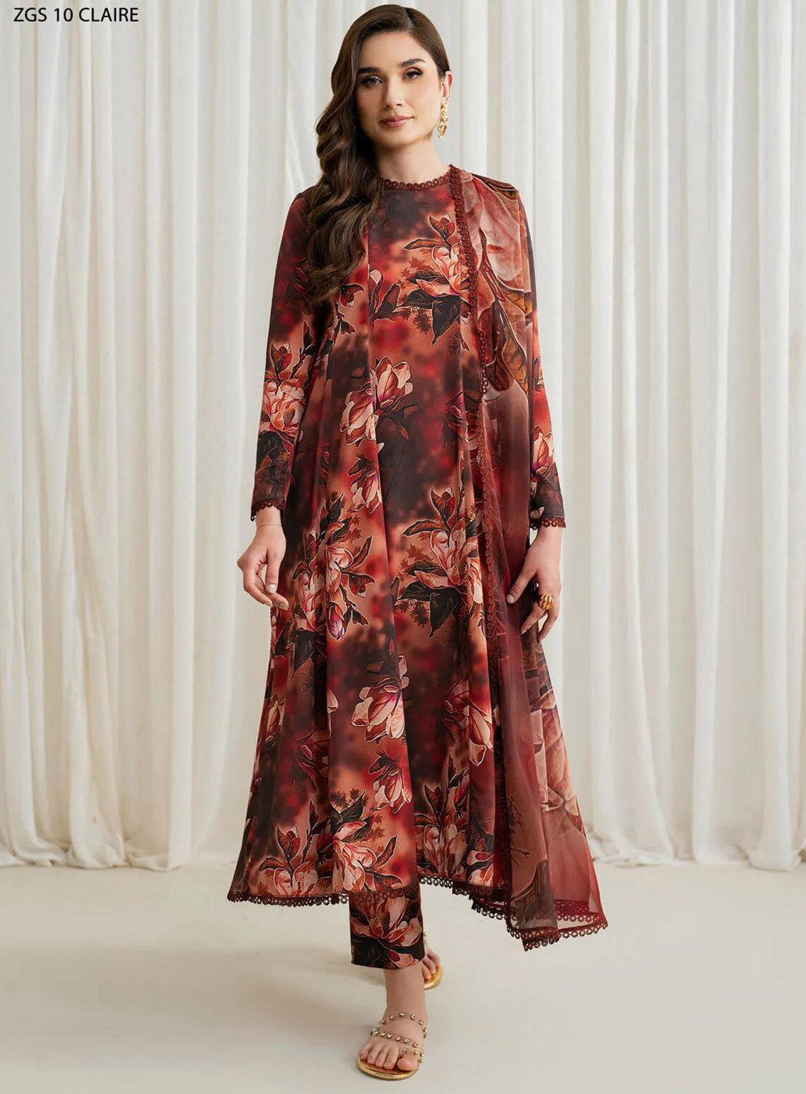 Prints By Zarif Printed Georgette Silk 3 Piece Unstitched Suit ZF24P ZGS-10 CLAIRE Prints By Zarif Printed Georgette Silk 3 Piece Unstitched Suit ZF24P ZGS-10 CLAIRE