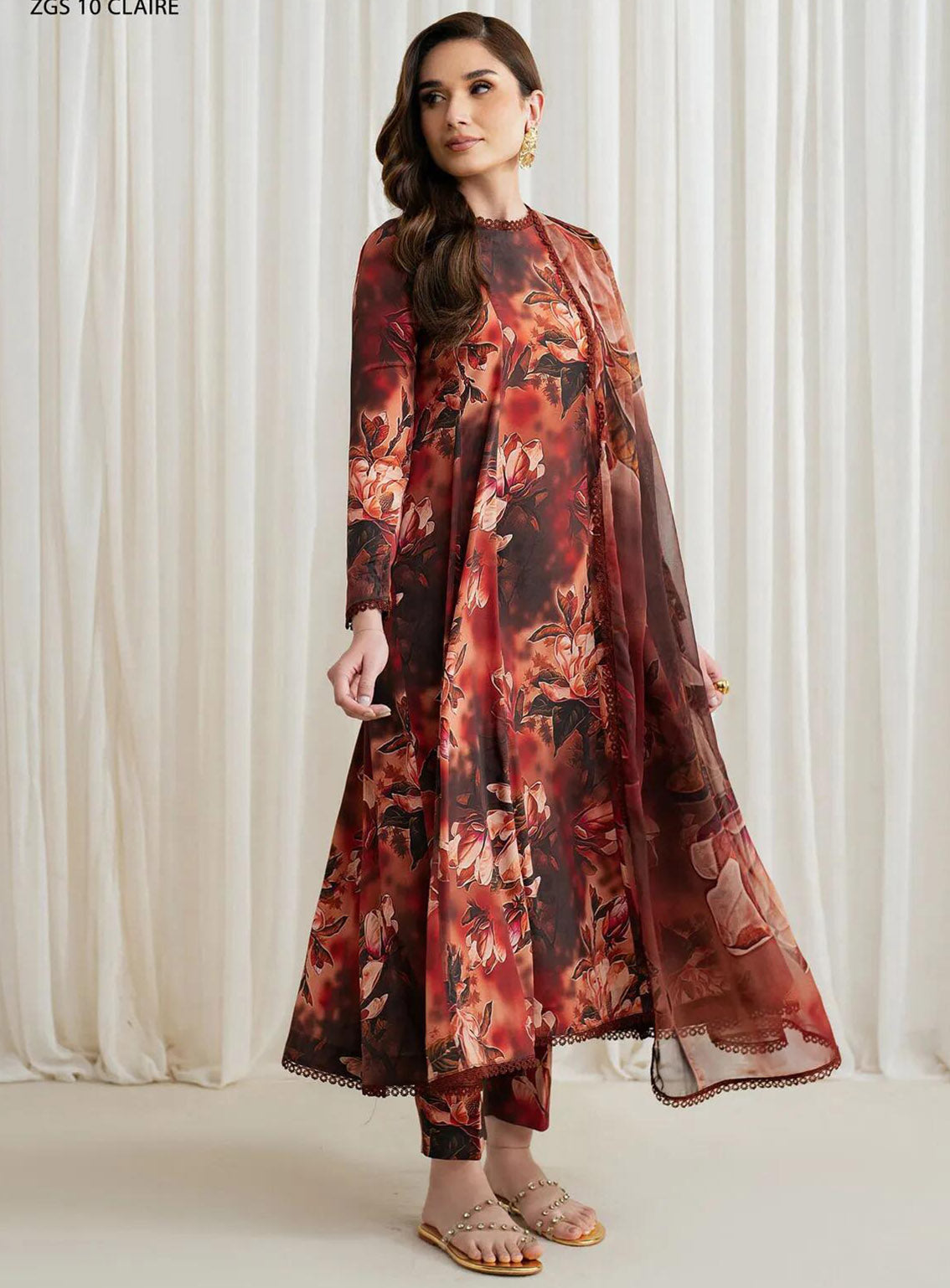 Prints By Zarif Printed Georgette Silk 3 Piece Unstitched Suit ZF24P ZGS-10 CLAIRE Prints By Zarif Printed Georgette Silk 3 Piece Unstitched Suit ZF24P ZGS-10 CLAIRE