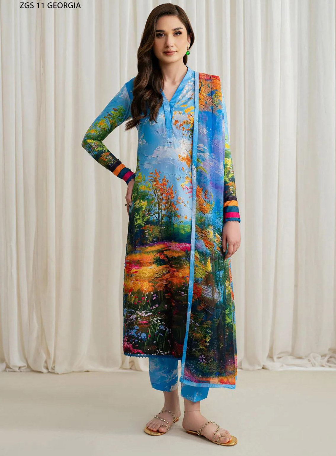 Prints By Zarif Printed Georgette Silk 3 Piece Unstitched Suit ZF24P ZGS-11 GEORGIA Prints By Zarif Printed Georgette Silk 3 Piece Unstitched Suit ZF24P ZGS-11 GEORGIA