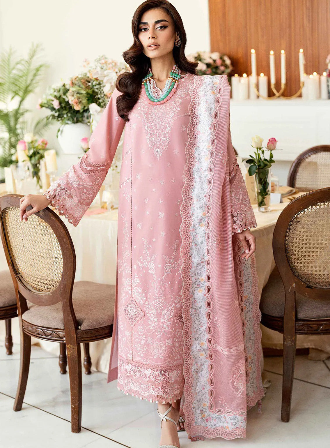 Qalamkar Chikankari Lawn 3 Piece Unstitched Suit QLM25CE CS-05 RUVINA Qalamkar Chikankari Lawn 3 Piece Unstitched Suit QLM25CE CS-05 RUVINA