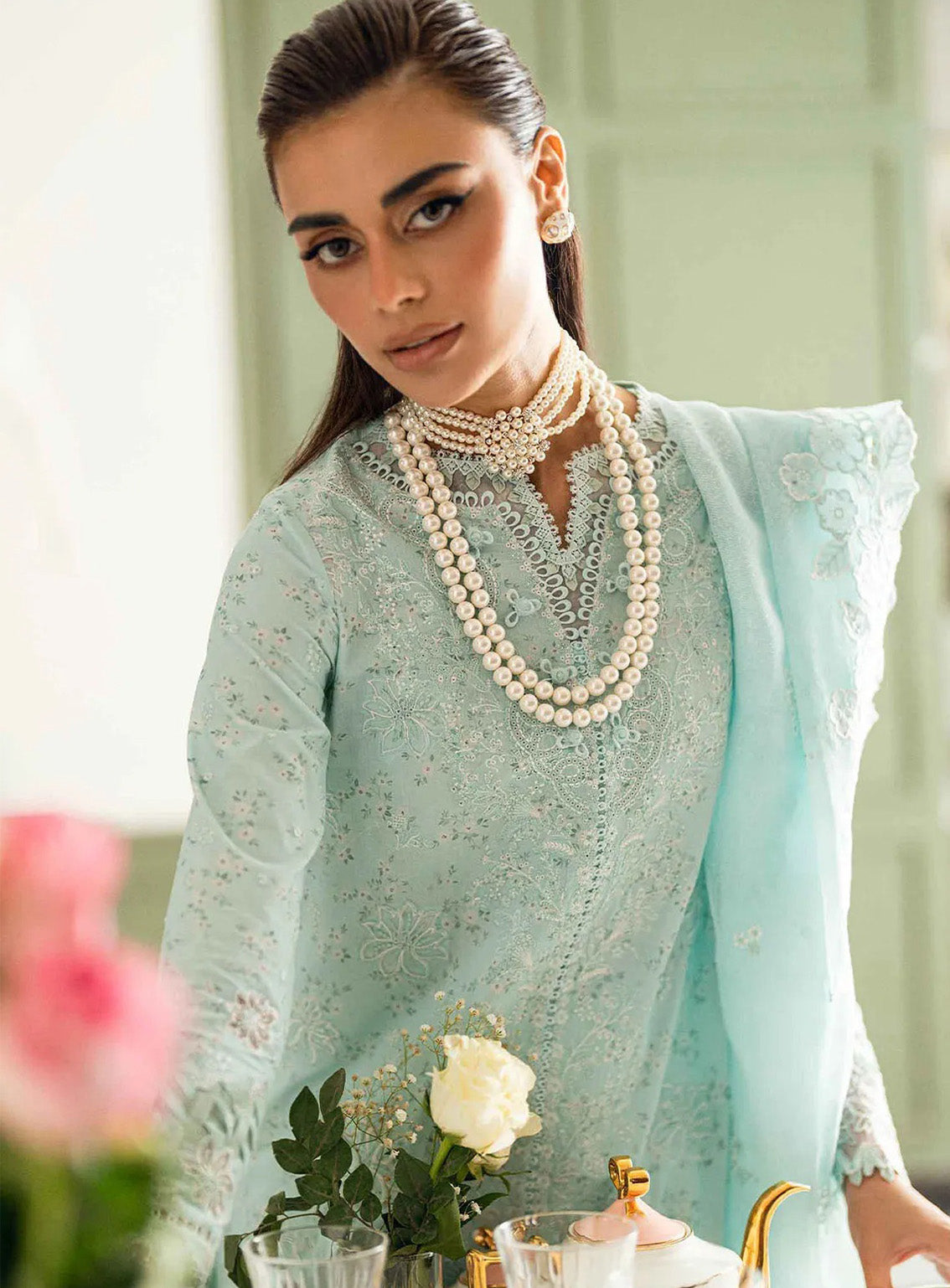 Qalamkar Chikankari Lawn 3 Piece Unstitched Suit QLM25CE CS-06 NEESHA Qalamkar Chikankari Lawn 3 Piece Unstitched Suit QLM25CE CS-06 NEESHA