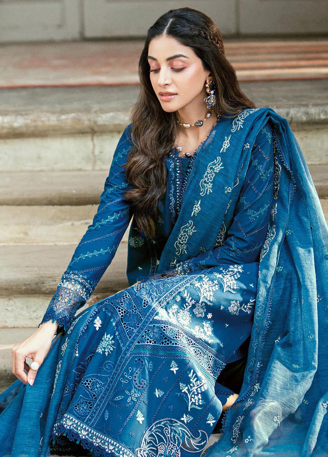 Qalamkar Embroidered Lawn 3 Piece Unstitched Suit QLM25LL SB-11 NORAY Qalamkar Embroidered Lawn 3 Piece Unstitched Suit QLM25LL SB-11 NORAY