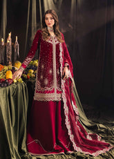 Qalamkar Luxury Embroidered Velvet 3 Piece Unstitched Suit QLM24LVE BK-02 AMARA