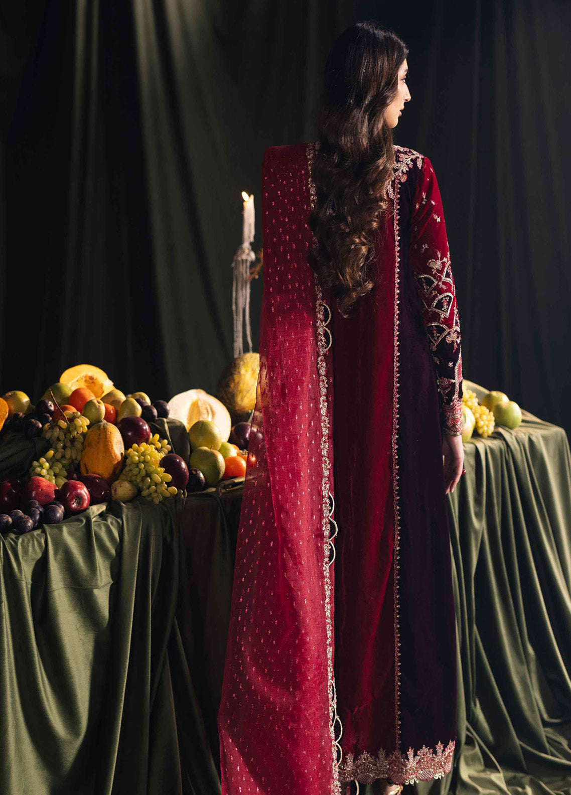 Qalamkar Luxury Embroidered Velvet 3 Piece Unstitched Suit QLM24LVE BK-04 KESIA Qalamkar Luxury Embroidered Velvet 3 Piece Unstitched Suit QLM24LVE BK-04 KESIA