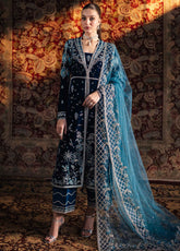 Qalamkar Luxury Embroidered Velvet 3 Piece Unstitched Suit QLM24LVE BK-07 LIYANA