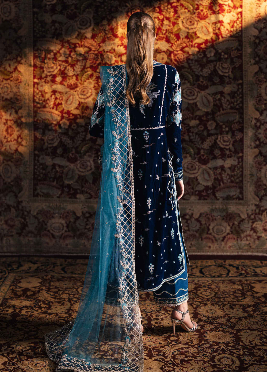 Qalamkar Luxury Embroidered Velvet 3 Piece Unstitched Suit QLM24LVE BK-07 LIYANA Qalamkar Luxury Embroidered Velvet 3 Piece Unstitched Suit QLM24LVE BK-07 LIYANA