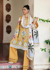 QPrints By Qalamkar Embroidered Jacquard Weaved 3 Piece Unstitched Suit QLM25QP D-QW-7A CELINA