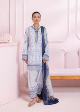 QPrints By Qalamkar Embroidered Lawn 3 Piece Unstitched Suit QLM25QP D-EM-06A SAGE