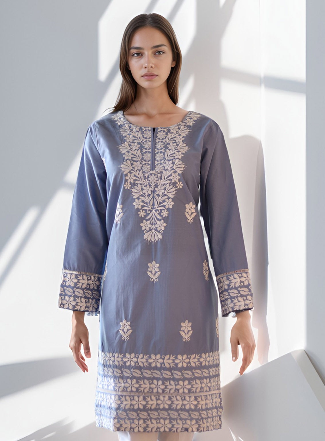 Raad Embroidered Lawn Stitched Kurti RD24EL D-05-GR Raad Embroidered Lawn Stitched Kurti RD24EL D-05-GR